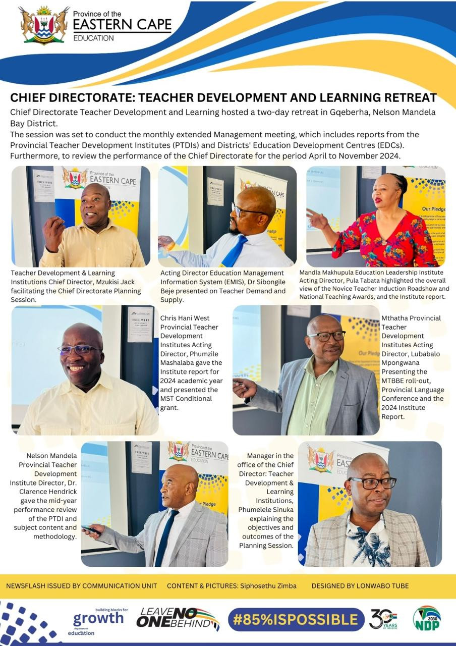 Chief Directorate: Teacher Development and Learning Institutions hosted a two-day retreat