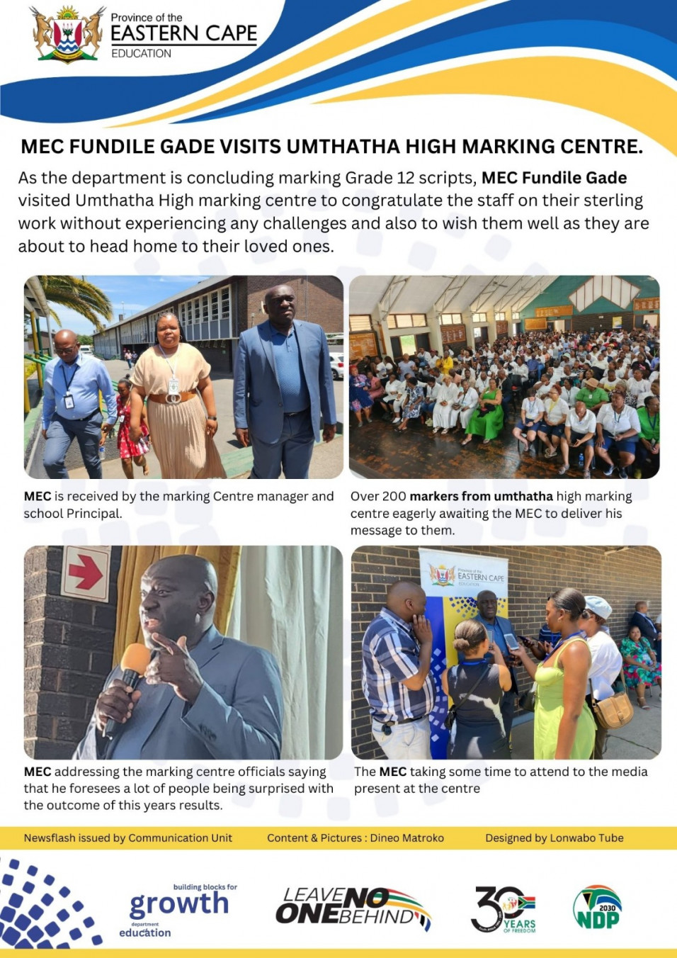 MEC Fundile Gade visits Umthatha High marking centre