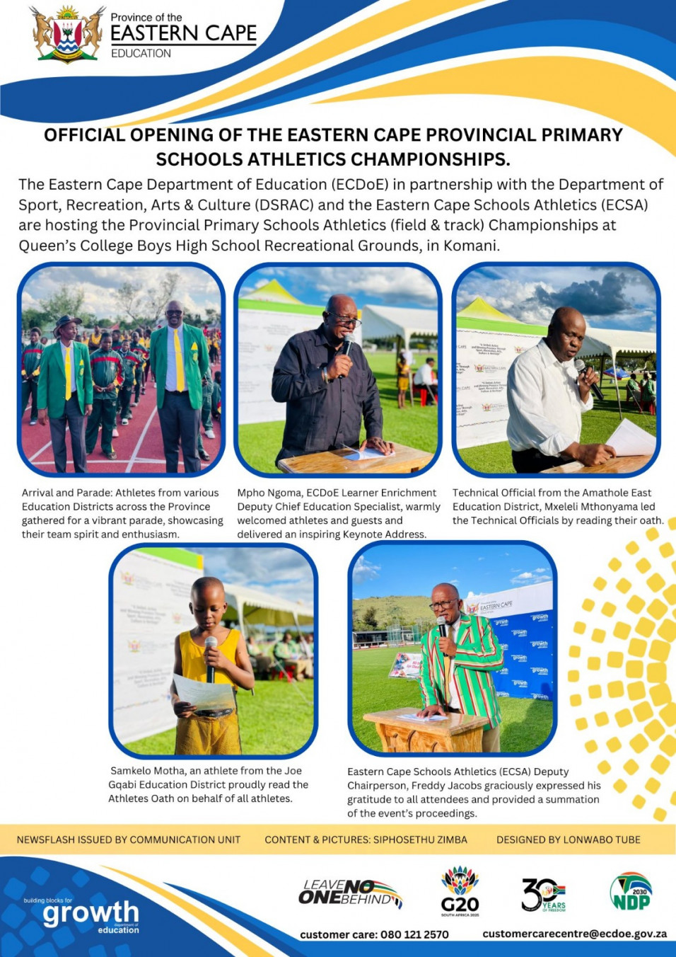 Official opening of the Eastern Cape provincial primary schools athletics championships
