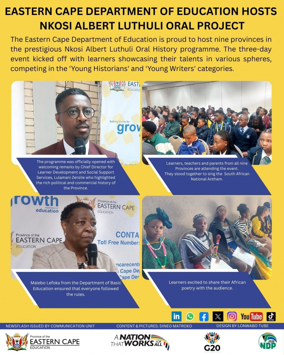 Eastern Cape Department of Education hosts Nkosi Albert Luthuli Oral Project